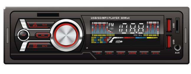 Fixed Panel Car Audio Player with 2 USB